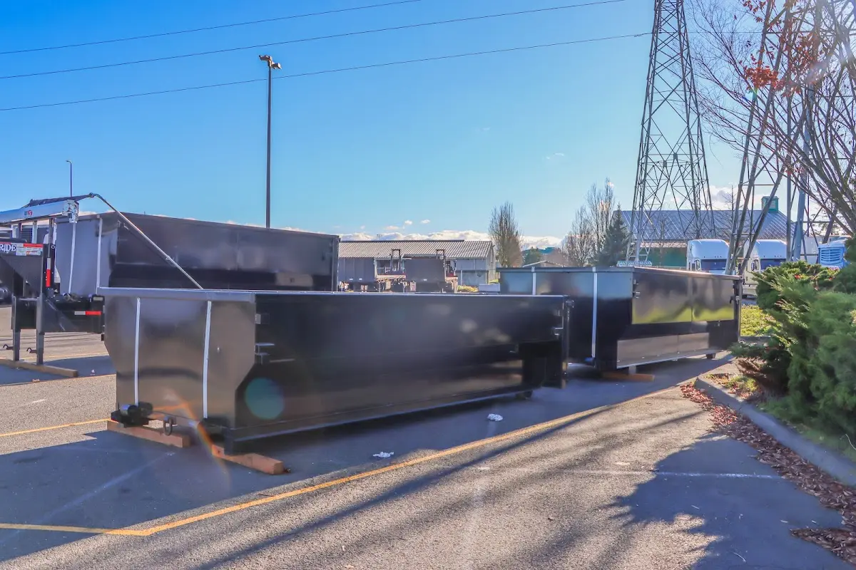 Roll-off dumpster ready for waste disposal at job site for 2 Yard Dumpster Rental in Ulster